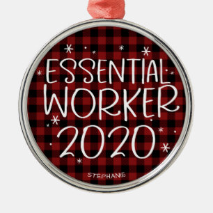 Ornamento De Metal Trabalhador Essencial Natal Pandemia Covid 2020
