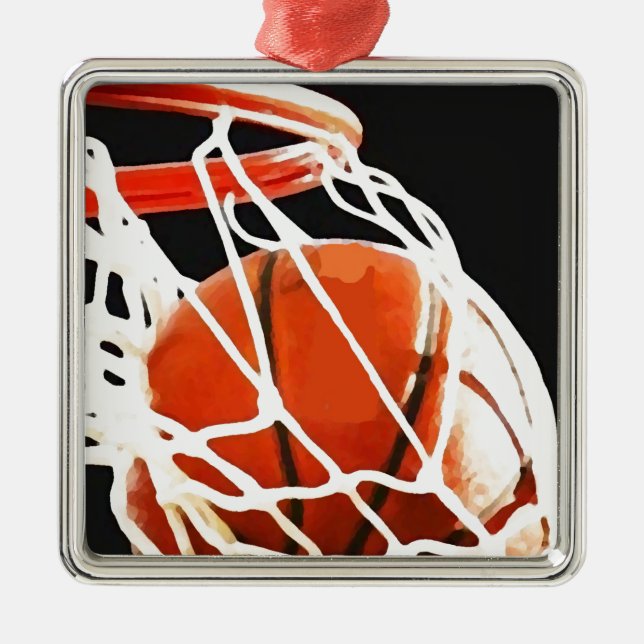Ornamento De Metal Trabalho de arte de basquetebol (Frente)