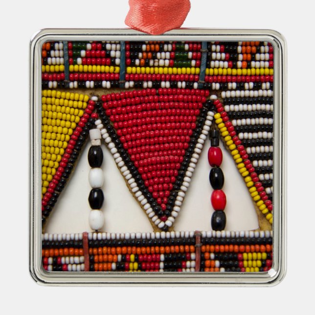 Ornamento De Metal Trabalho Maasai em Contas (Frente)