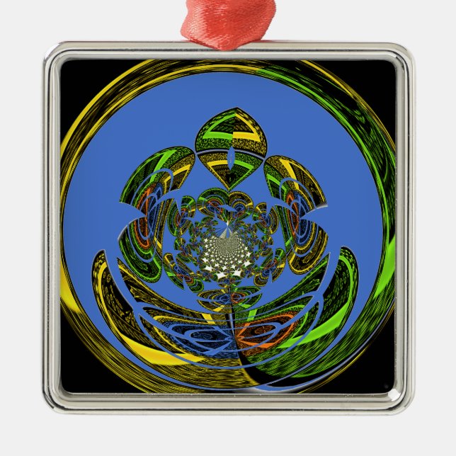 Ornamento De Metal Tradicional Apenas Azul (Frente)