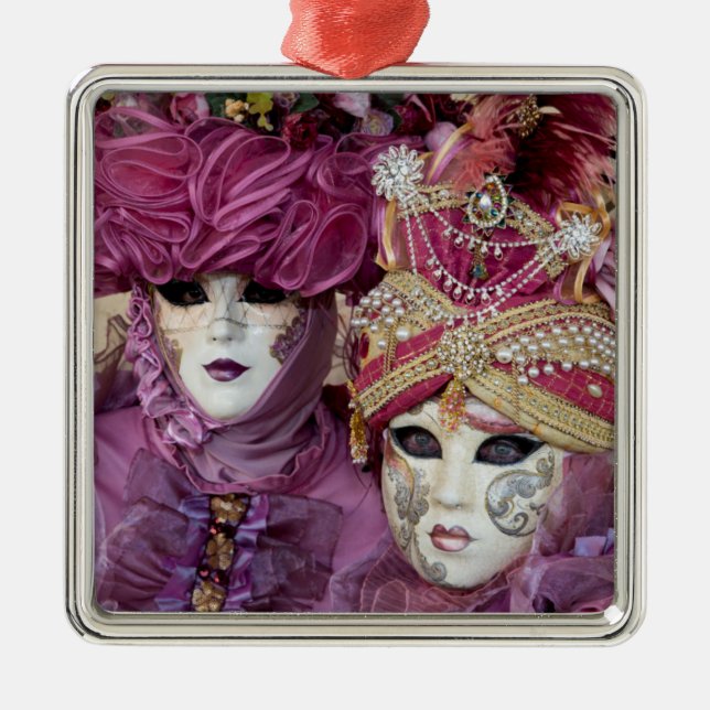 Ornamento De Metal Traje de Carnaval roxo, Veneza (Frente)