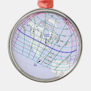 Ornamento De Metal Trajeto global do eclipse solar 2017 totais