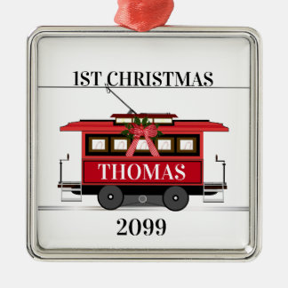 Ornamento De Metal Tram Trolley Streetcar 1st Christmas Keepsake
