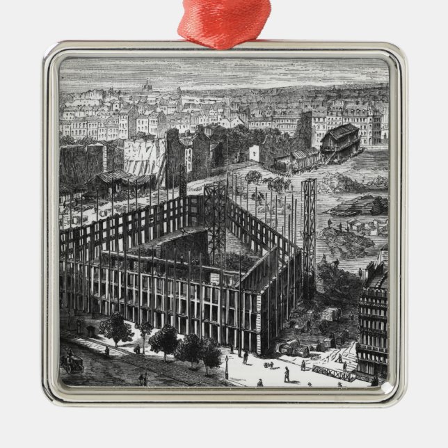 Ornamento De Metal Transformação de Paris: Construção em 1861 (Frente)