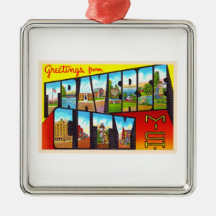 Ornamento De Metal Traverse City Michigan MI Large Letter Postcard