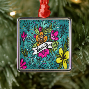 Ornamento De Metal Travesseiro Decorativo Beleza com Flores