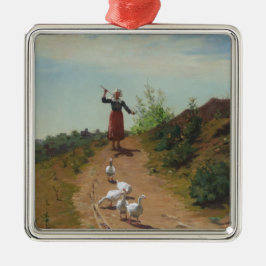 Ornamento De Metal Trazendo para casa o bando de gansos (por Paul Pee