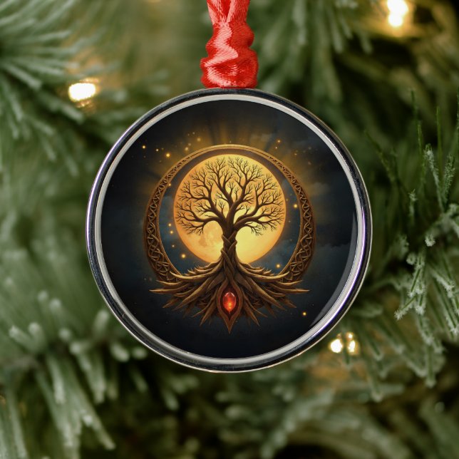 Ornamento De Metal Tree of Life – Moonlit Enlightenment (Árvore)