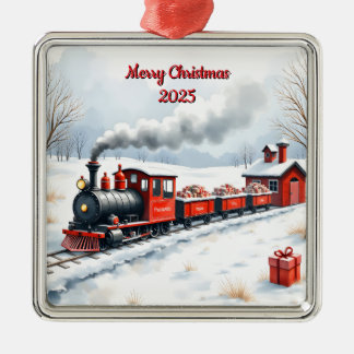Ornamento De Metal Trem de Natal Personalizado na Neve