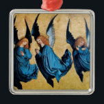 ORNAMENTO DE METAL TRÊS ÂNGULOS EM AZUL<br><div class="desc">Design elegante, artístico e clássico retratado de uma pintura Renascentista.</div>