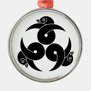 Ornamento De Metal Três gansos selvagens em laço, cabeças viradas par