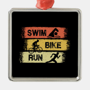 Ornamento De Metal Triatlo - Nadar Ciclismo Correr
