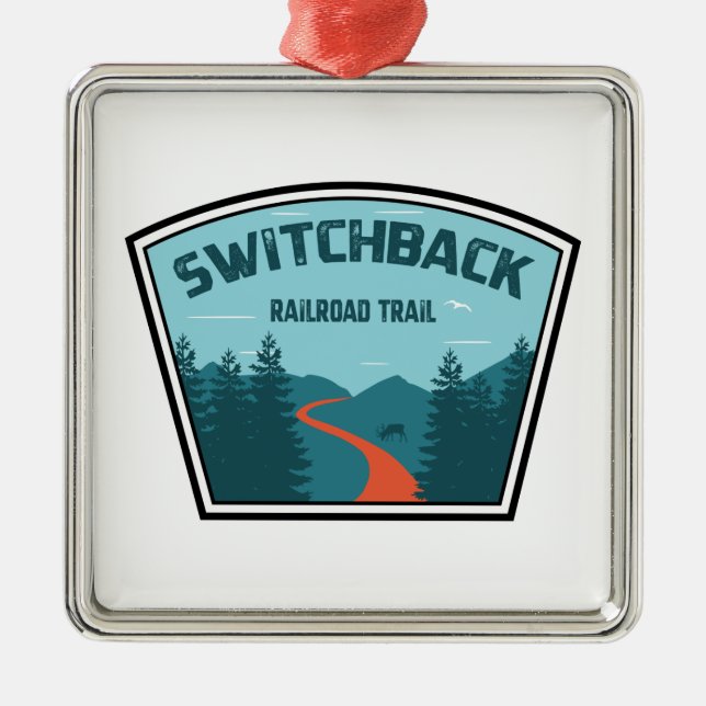 Ornamento De Metal Trilha de Caminho de Ferro de Switchback (Frente)