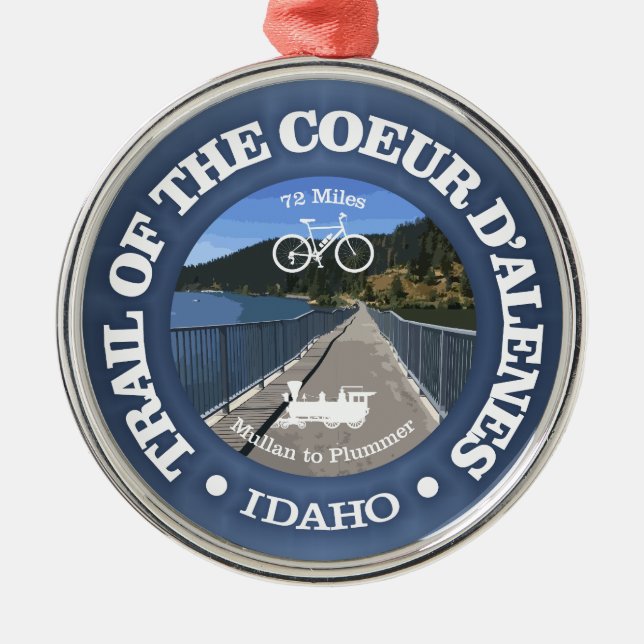 Ornamento De Metal Trilha do Coeur d'Alene (ciclismo c) (Frente)