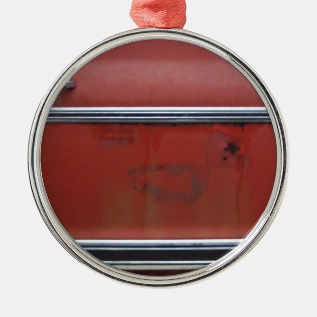 Ornamento De Metal Trim prateado Red Chevy (Frente)