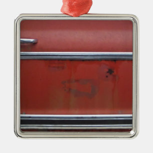 Ornamento De Metal Trim prateado Red Chevy