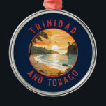 Ornamento De Metal Trinidad e Tobago Caribe o Círculo em Dor<br><div class="desc">Trinidad e Tobago retro vetor viagem design. Trinidade e Tobago é conhecida por suas praias,  cultura e vida selvagem. O país é considerado um dos mais prósperos e industrializados do Caribe.</div>