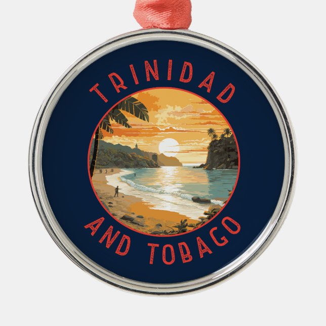 Ornamento De Metal Trinidad e Tobago Caribe o Círculo em Dor (Frente)