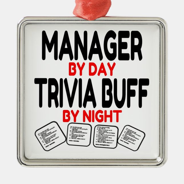 Ornamento De Metal Trivia Buff Manager (Frente)