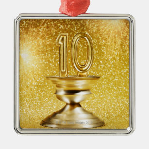Ornamento De Metal Troféu Dourado do número 10