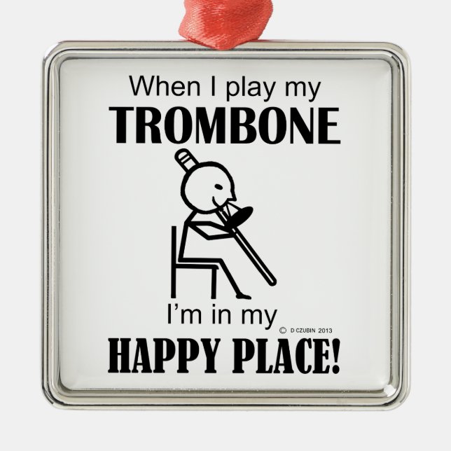Ornamento De Metal Trombone Happy Place (Frente)