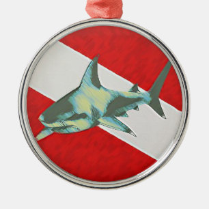 Ornamento De Metal tubarão da bandeira do mergulho