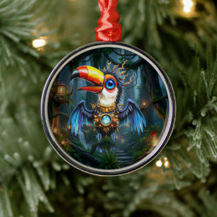 Ornamento De Metal Tucano Steampunk enluarado. 