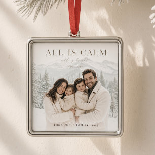 Ornamento De Metal Tudo Está Tranquilo Natal Personalizado com Foto d