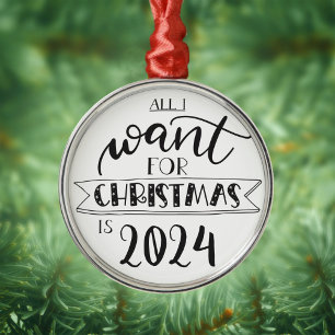 Ornamento De Metal Tudo que eu quero para o Natal é diversão 2022