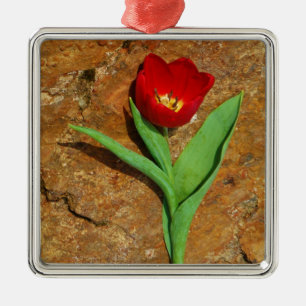 Ornamento De Metal Tulipa Amarela e Vermelha