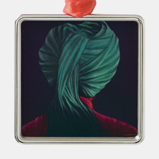 Ornamento De Metal Turbante verde (Frente)