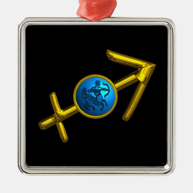 Ornamento De Metal Turquesa do azul da JÓIA do ANIVERSÁRIO do ZODÍACO (Frente)