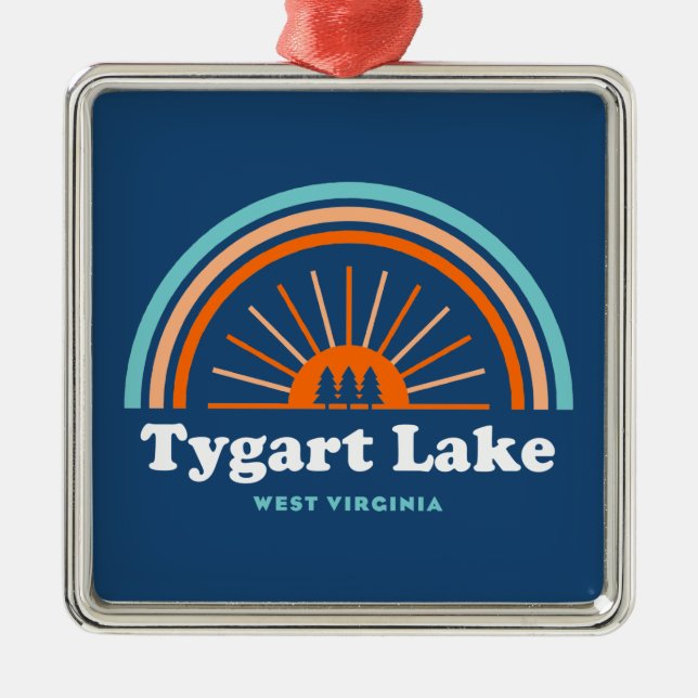 Ornamento De Metal Tygart Lake West Virginia Rainbow (Frente)