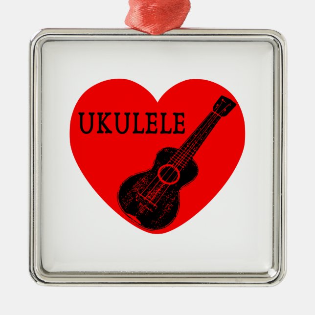 Ornamento De Metal Ukulele Love (Frente)