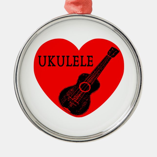 Ornamento De Metal Ukulele Love (Frente)