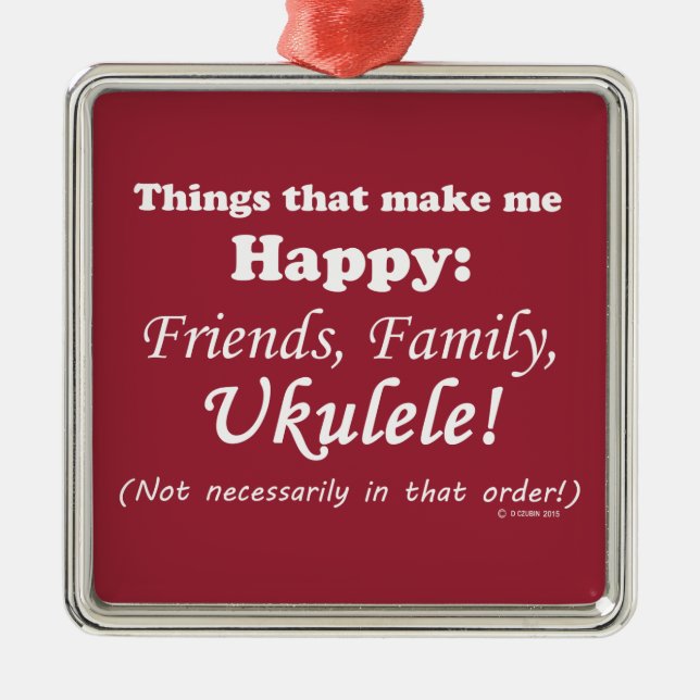Ornamento De Metal Ukulele me deixa feliz (Frente)