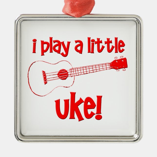 Ornamento De Metal Ukulele vermelho (Frente)