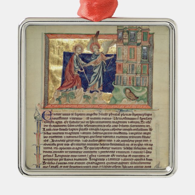 Ornamento De Metal Um anjo que mostra o Jerusalem novo (Frente)