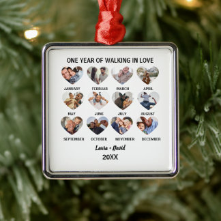 Ornamento De Metal Um Ano de Caminhar no Amor 12 Coração Colagem de F