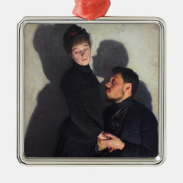 Ornamento De Metal Um Casal com Sombras Transpostas (por Emile Friant
