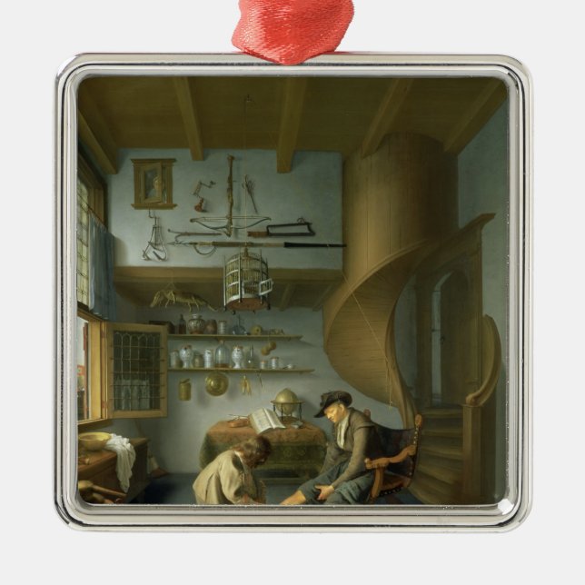 Ornamento De Metal Um cirurgião do barbeiro que tende o pé de um (Frente)