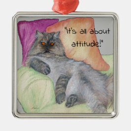 Ornamento De Metal Um gato persa com atitude