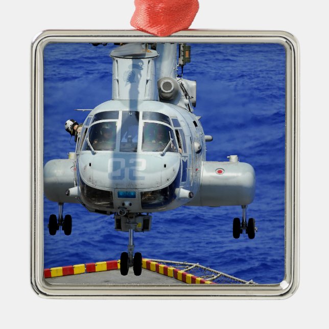 Ornamento De Metal Um helicóptero CH-46E Sea Knight (Frente)