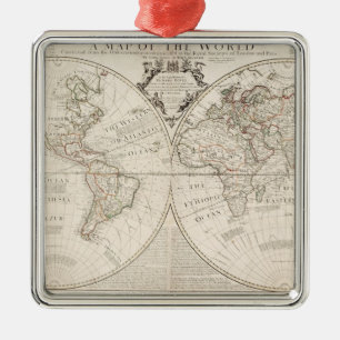 Ornamento De Metal Um mapa do mundo