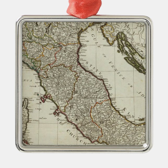 Ornamento De Metal Um mapa novo de Italia com as ilhas de Sicília (Frente)