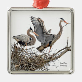 Ornamento De Metal Um par de Herões Azuis Excelentes