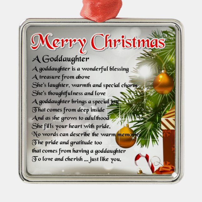 Ornamento De Metal Um poema do goddaughter - design do Natal (Frente)