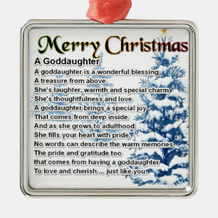 Ornamento De Metal Um poema do goddaughter - design do Natal
