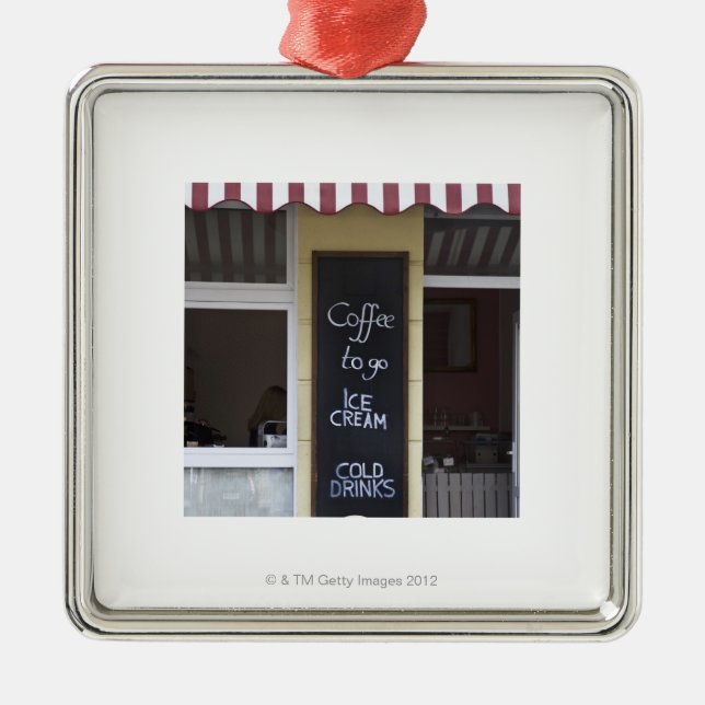 Ornamento De Metal uma cafetaria com um café a ir sinal (Frente)