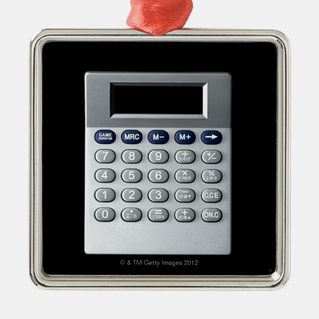 Ornamento De Metal Uma calculadora de prata (Frente)